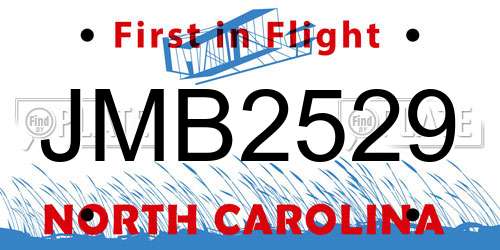 JMB2529 North Carolina License Plate