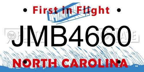 JMB4660 North Carolina License Plate