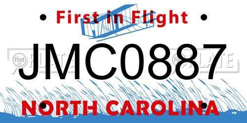 JMC0887 North Carolina License Plate