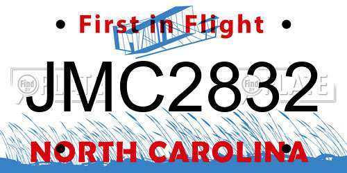 JMC2832 North Carolina License Plate
