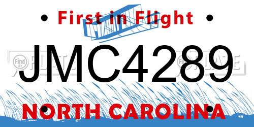 JMC4289 North Carolina License Plate