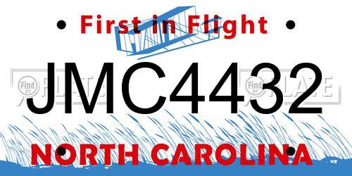 JMC4432 North Carolina License Plate