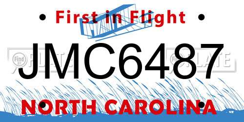 JMC6487 North Carolina License Plate