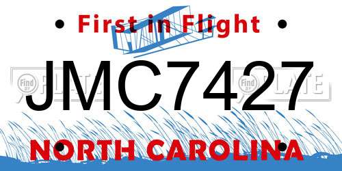 JMC7427 North Carolina License Plate