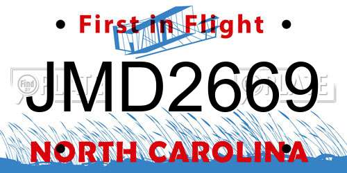 JMD2669 North Carolina License Plate