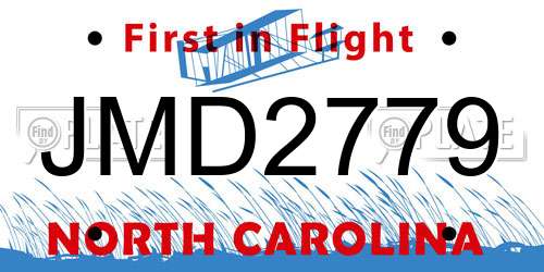 JMD2779 North Carolina License Plate