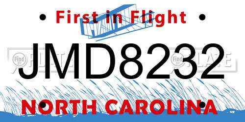 JMD8232 North Carolina License Plate