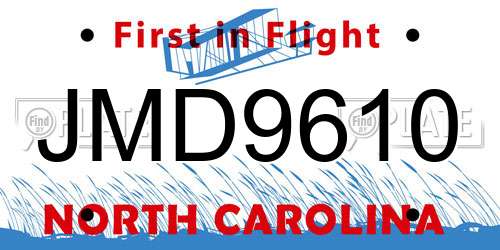 JMD9610 North Carolina License Plate