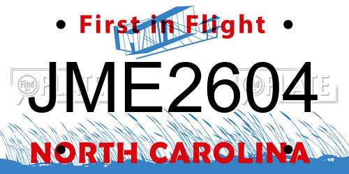 JME2604 North Carolina License Plate