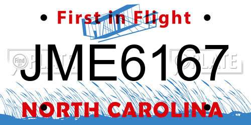 JME6167 North Carolina License Plate