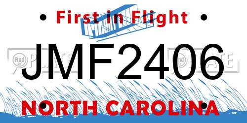 JMF2406 North Carolina License Plate