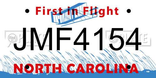 JMF4154 North Carolina License Plate