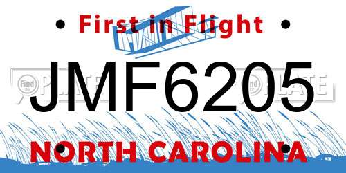 JMF6205 North Carolina License Plate