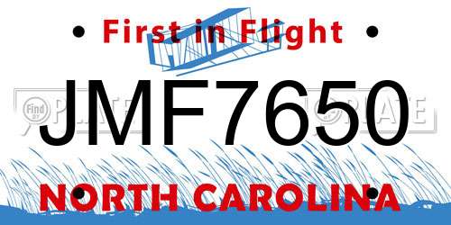 JMF7650 North Carolina License Plate