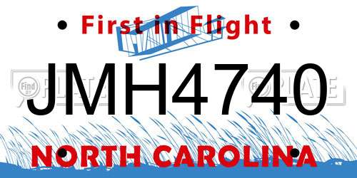 JMH4740 North Carolina License Plate