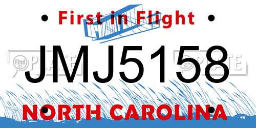 JMJ5158 North Carolina License Plate