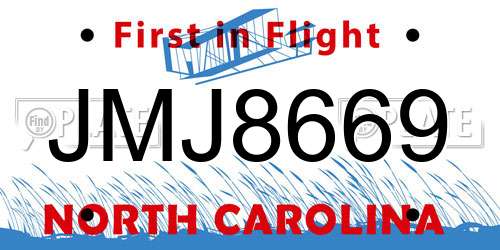 JMJ8669 North Carolina License Plate