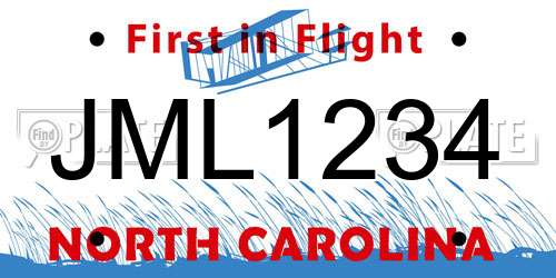 JML1234 North Carolina License Plate