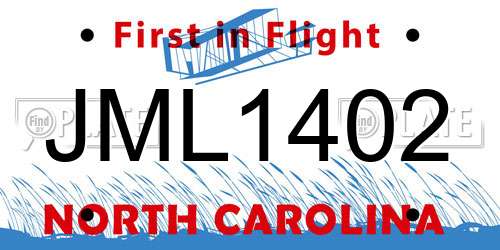 JML1402 North Carolina License Plate