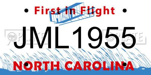 JML1955 North Carolina License Plate