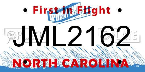 JML2162 North Carolina License Plate