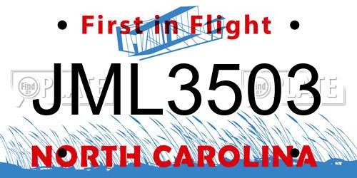 JML3503 North Carolina License Plate