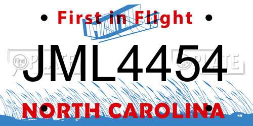JML4454 North Carolina License Plate