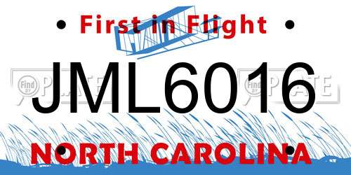 JML6016 North Carolina License Plate