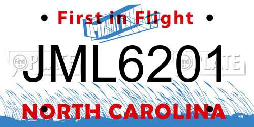 JML6201 North Carolina License Plate