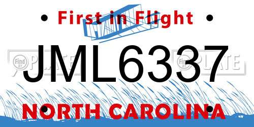 JML6337 North Carolina License Plate