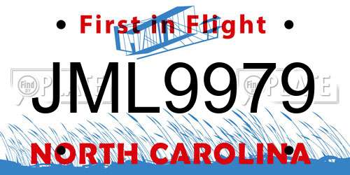 JML9979 North Carolina License Plate