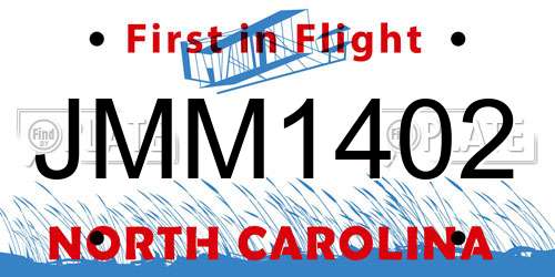 JMM1402 North Carolina License Plate