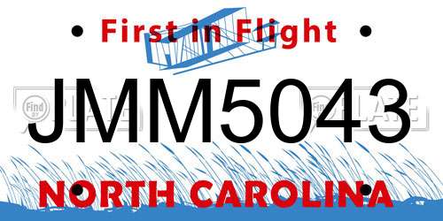JMM5043 North Carolina License Plate