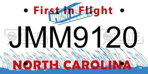 JMM9120 North Carolina License Plate