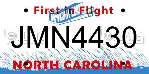 JMN4430 North Carolina License Plate