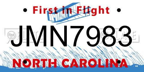 JMN7983 North Carolina License Plate