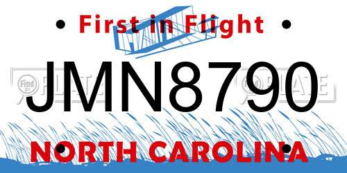 JMN8790 North Carolina License Plate