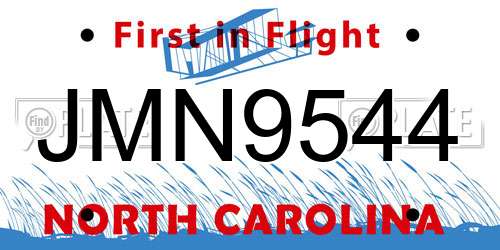 JMN9544 North Carolina License Plate