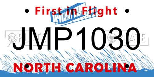 JMP1030 North Carolina License Plate