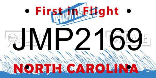 JMP2169 North Carolina License Plate