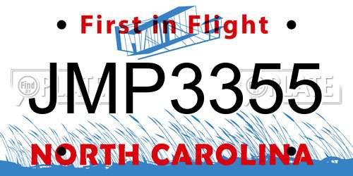 JMP3355 North Carolina License Plate