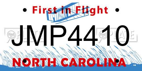 JMP4410 North Carolina License Plate