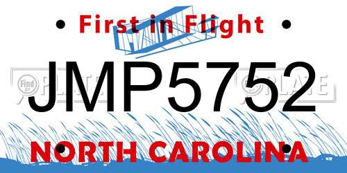 JMP5752 North Carolina License Plate