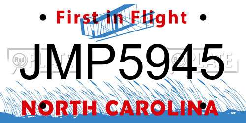 JMP5945 North Carolina License Plate
