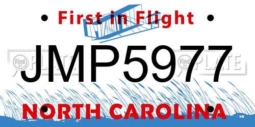 JMP5977 North Carolina License Plate