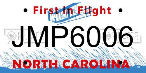 JMP6006 North Carolina License Plate