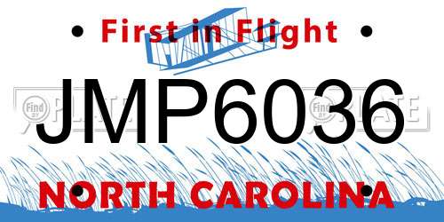 JMP6036 North Carolina License Plate