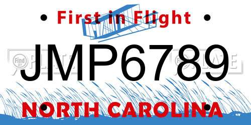 JMP6789 North Carolina License Plate