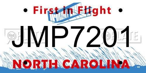 JMP7201 North Carolina License Plate