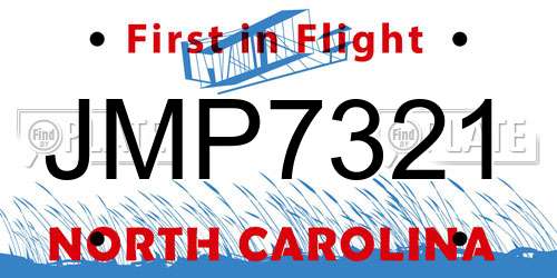 JMP7321 North Carolina License Plate